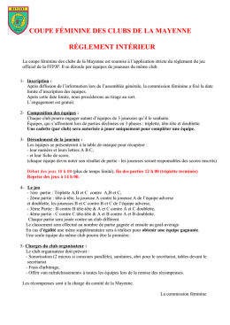 coupe féminine des clubs de la mayenne réglement intérieur