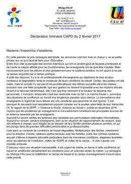 Déclaration liminaire CAPD du 2 février 2017