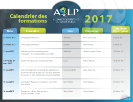 Calendrier des formations - Alliance québécoise du loisir public