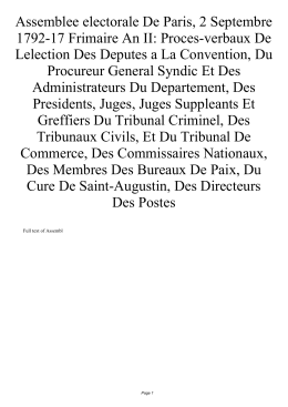 Assemblee electorale De Paris, 2 Septembre 1792