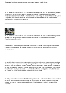 Esquisser l`ambiance sonore : tours et cours dans l`espace urbain