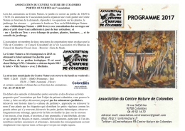 PROGRAMME 2017 Association du Centre Nature de Colombes