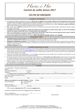 Contrat de saillie Saison 2017 CELTIK DE KREISKER