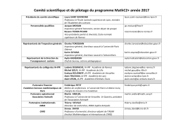 Comit&eacute; scientifique et de pilotage du programme MathC2+