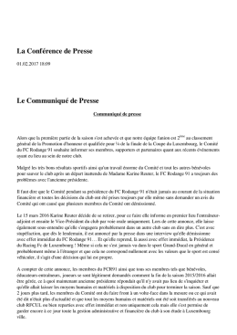 Le Communiqué de Presse