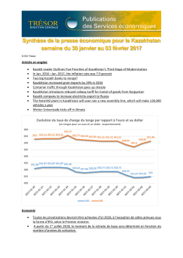 Synthèse de la presse économique pour le Kazakhstan semaine du