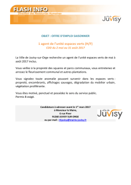 1 agent de l`unit&eacute; espaces verts (H/F) - Ville de Juvisy-sur-Orge