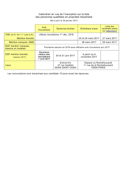 Calendrier examens site inpi