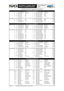 Competition Programme / Programme des Compétitions