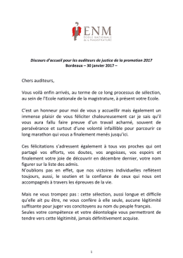 discours d`accueil du 30 janvier