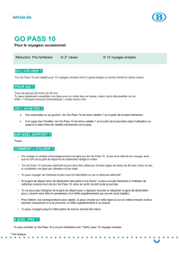 conditions d`utilisation du Go Pass 10