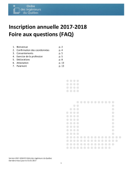 Inscription annuelle 2017-2018 Foire aux questions (FAQ)
