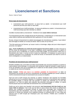 Licenciement et Sanctions