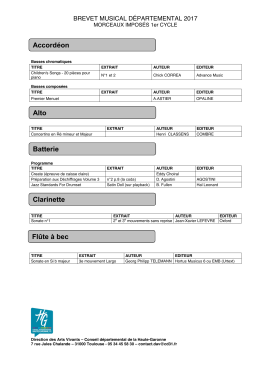 Liste des morceaux 1er cycle 2017 tirés au sort