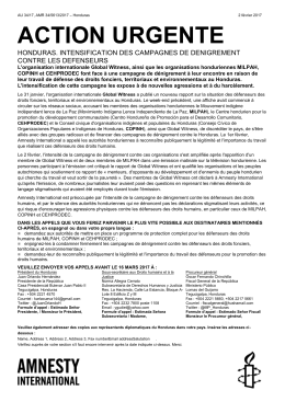 Honduras: INTENSIFICATION DES