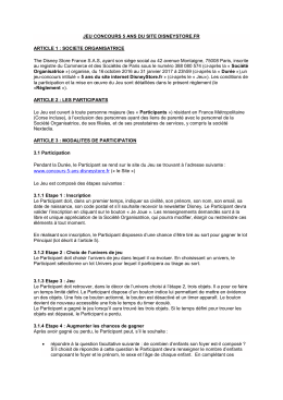 www.concours-5-ans-disneystore.fr (« le Site »)