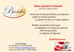 Menu Sp&eacute;cial St Valentin