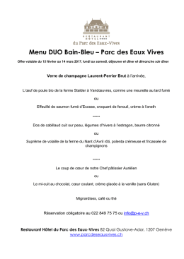 Menu DUO Bain-Bleu – Parc des Eaux Vives