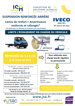 SUSPENSION RENFORC&Eacute;E ARRI&Egrave;RE REHAUSSE de 3 &agrave; 5 cm &agrave;