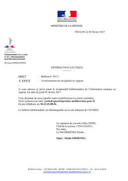 Bulletin hebdomadaire n°05/17