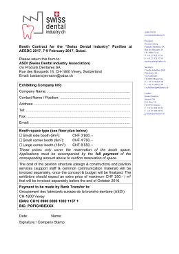 Booth Contract for the “Swiss Dental Industry” Pavilion at AEEDC