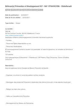 Offre Emploi - Stage - Departement de la Vienne | Emploi 86