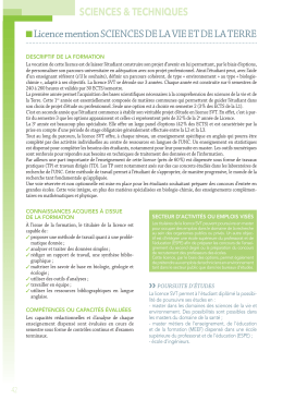 Fiche de présentation : Licence Sciences et vie de la Terre