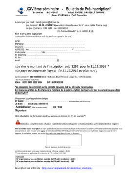 XXVIèmeséminaire - BulletindePré-Inscription