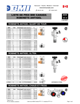 Robinets antigel BMI - Liste de prix