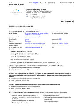 ECNAS NA 11.11.30 Bulletin des Adjudications AVIS DE MARCHÉ