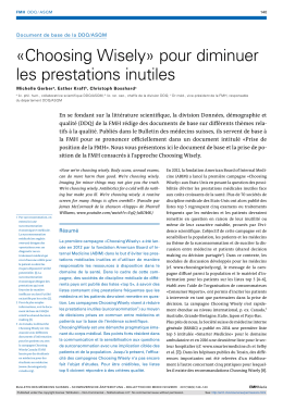 Choosing Wisely&raquo; pour diminuer les prestations inutiles