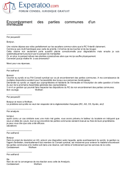 Encombrement des parties communes d`un immeuble