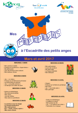 Programme mercredis – Escadrille petits anges – mars avril