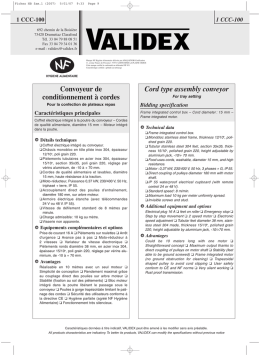 Tray setting cord conveyor specifications