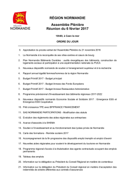 RÉGION NORMANDIE Assemblée Plénière Réunion du 6 février 2017