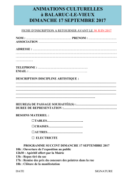 Animations culturelles 2017 Fiche Inscription