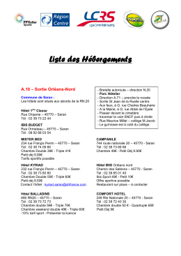 Liste des Hébergements