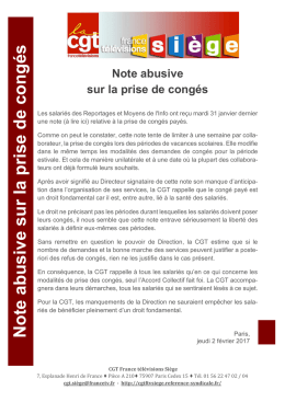 Note abusive sur la prise de cong&eacute;s