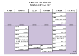 PLANNING DES REPRISES PONEYS/CHEVAUX 2017