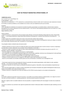 Offre CHEF DE PRODUIT MARKETING