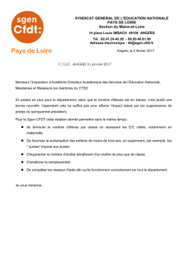 Angers, le 7 janvier 1999 - Sgen-CFDT