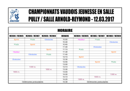 CHAMPIONNATS VAUDOIS JEUNESSE EN SALLE PULLY / SALLE