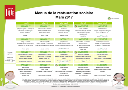 Menus de la restauration scolaire Mars 2017