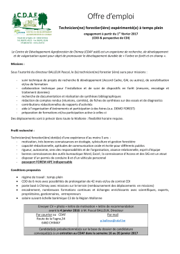 Offre d`emploi - Centre de D&eacute;veloppement Agroforestier De Chimay
