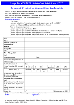 Fiche inscription Stage Saint