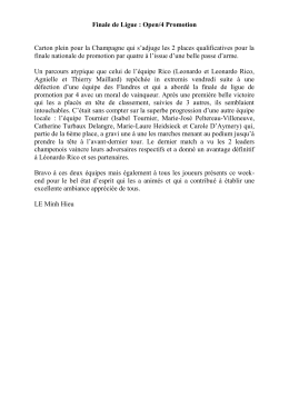 Finale de Ligue : Open/4 Promotion Carton plein pour la