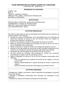 FICHE DESCRIPTIVE DU POSTE OUVERT AU CONCOURS