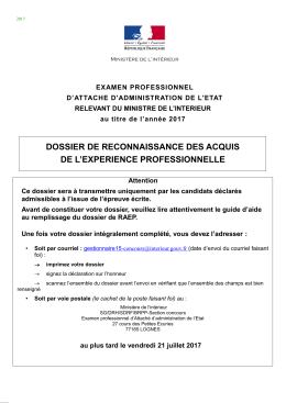dossier de RAEP - Ministère de l`Intérieur