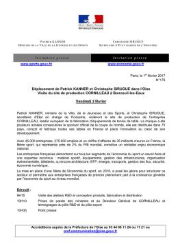 Invitation presse Invitation presse D&eacute;placement de Patrick KANNER