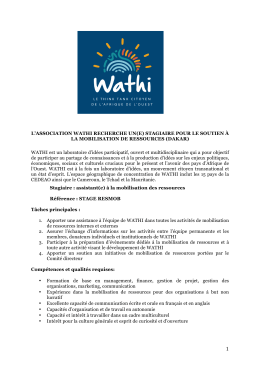 stagiaire pour le soutien &agrave; la mobilisation de ressources